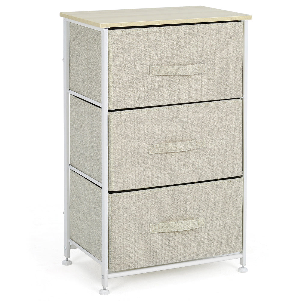 New 3 Drawer Storage Cabinet with Metal Frame Beige