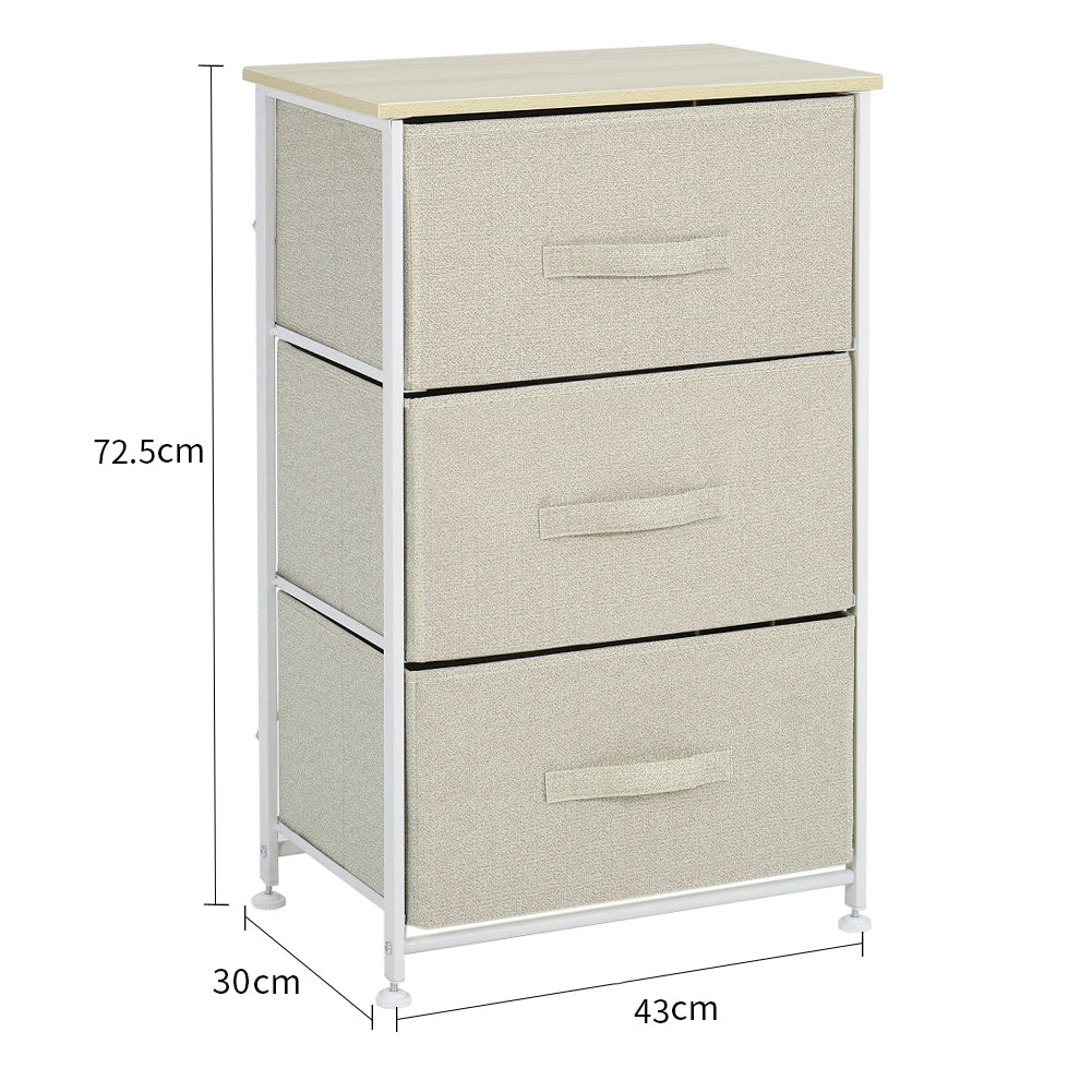 New 3 Drawer Storage Cabinet with Metal Frame Beige