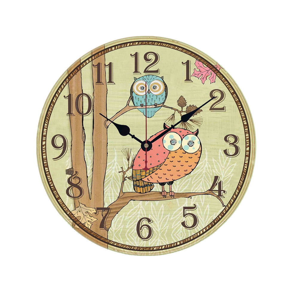 New Yellow Cartoon Owl Cute Decorative Wall Clock for Kids