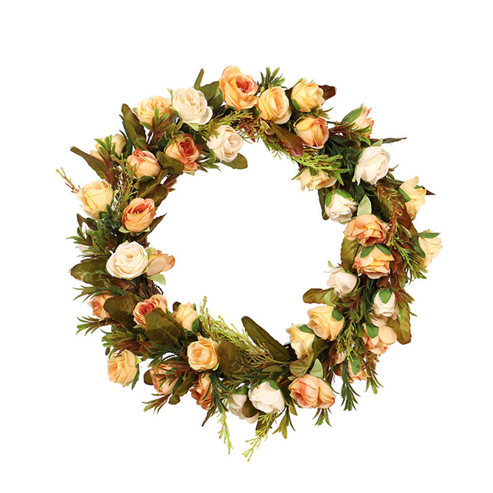 New Nordic Artificial Rose Flower Twig Wreath Door Decoration