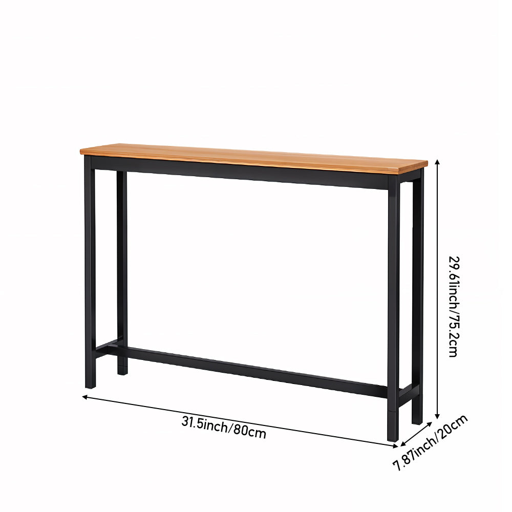 Slim Side Table Wooden Tabletop 75cm H