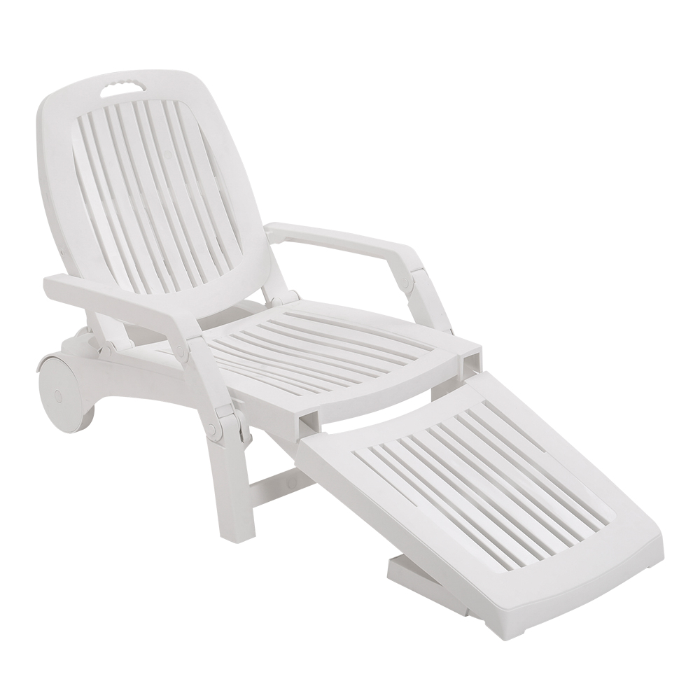 New Sun Lounger Outdoor Folding Lounge Chair Recliner with Wheels