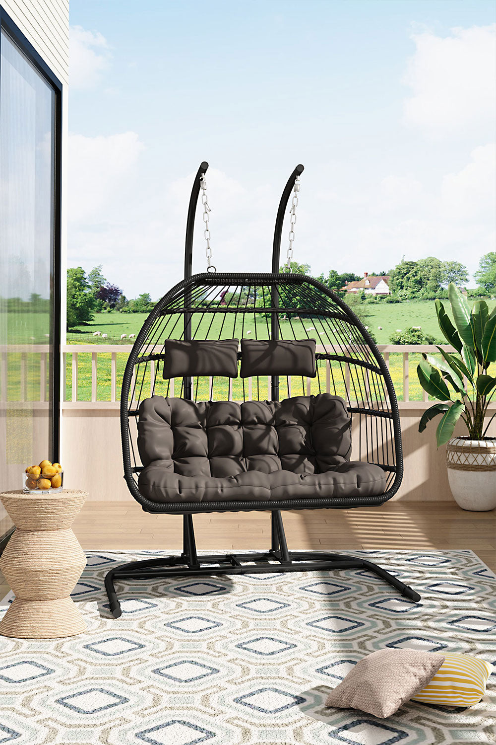 New Outdoor Hanging 2 Seater Egg Chair