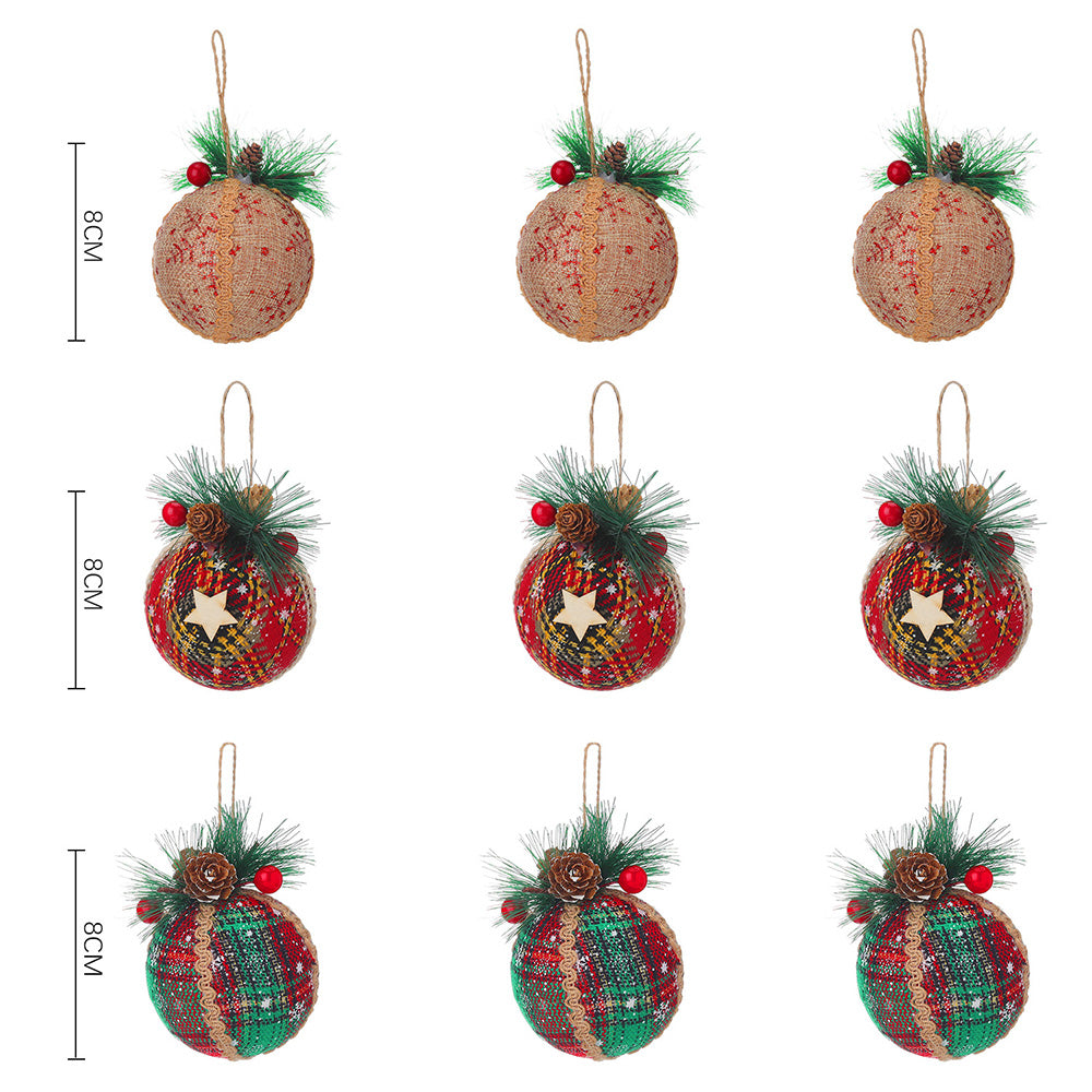 Set of 9 Christmas Ball Ornaments Hanging Decorations Red and Green