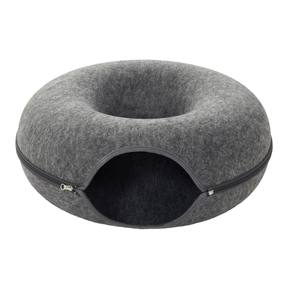 Pets Mood Round Felt Cat Tunnel Bed, Cave Bed for Small Pets