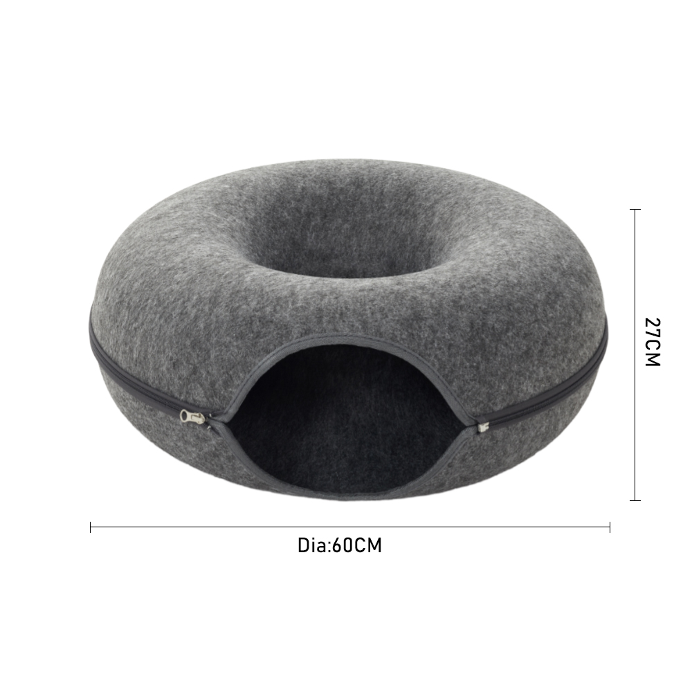 Pets Mood Round Felt Cat Tunnel Bed, Cave Bed for Small Pets