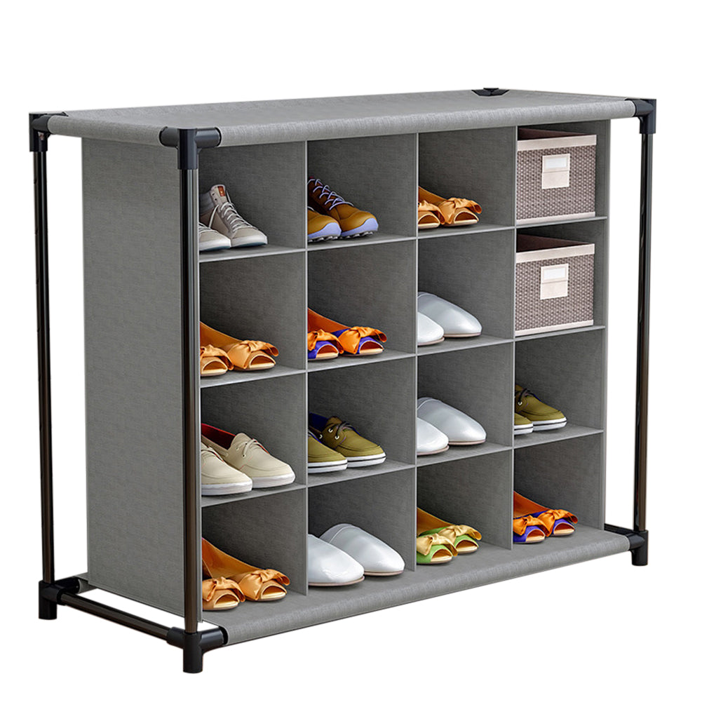 New 4-Tier 16-Grid Non-woven Shoes Rack Storage Organizer