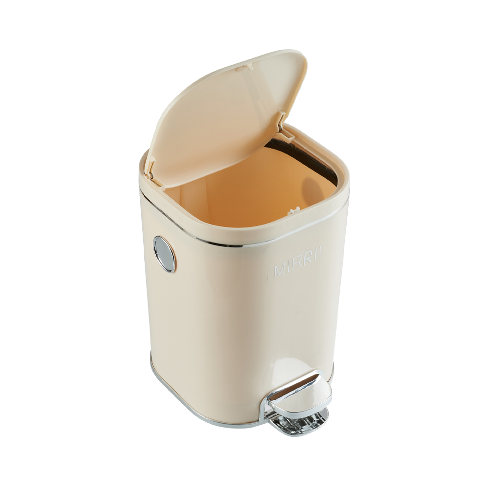 New 8L Cream-Coloured Trash Bin with Lid