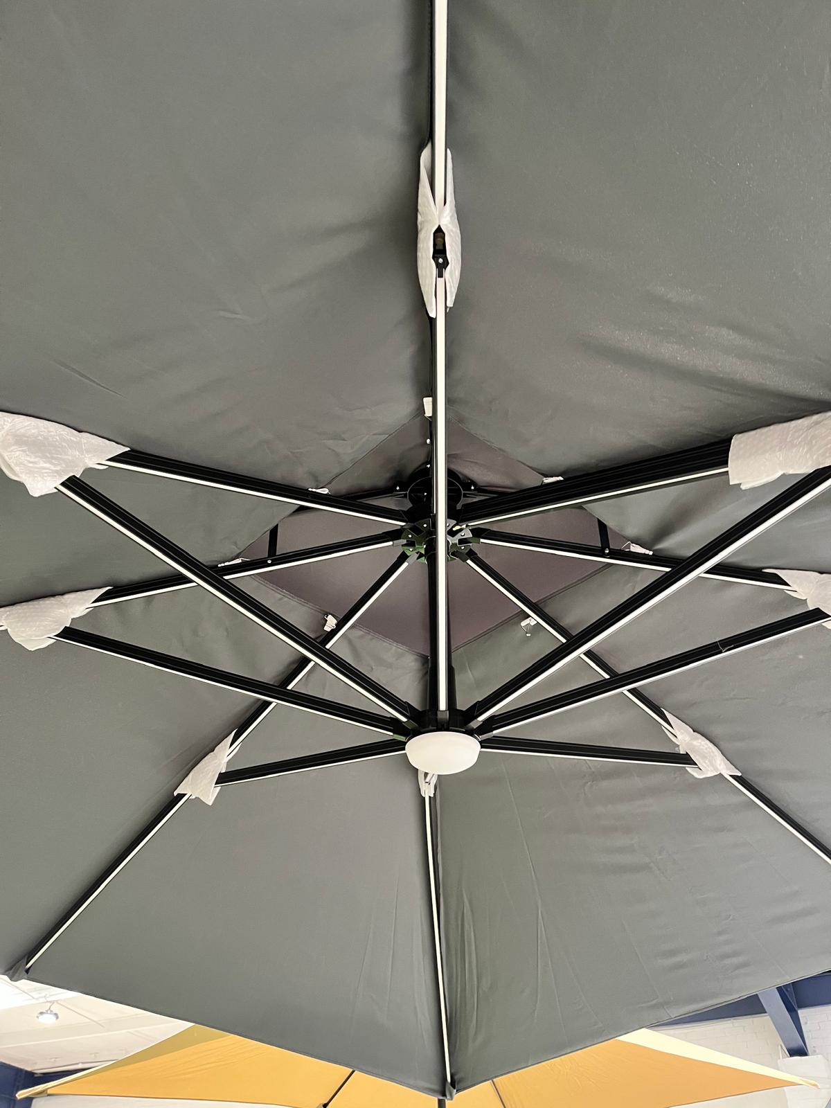 Outdoor Large 3M LED Cantilever Parasol Dark Grey