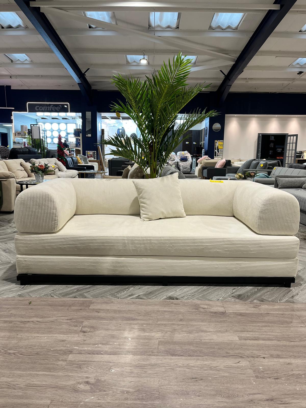 Corduroy Upholstered Modular Detachable Sofa Bed White