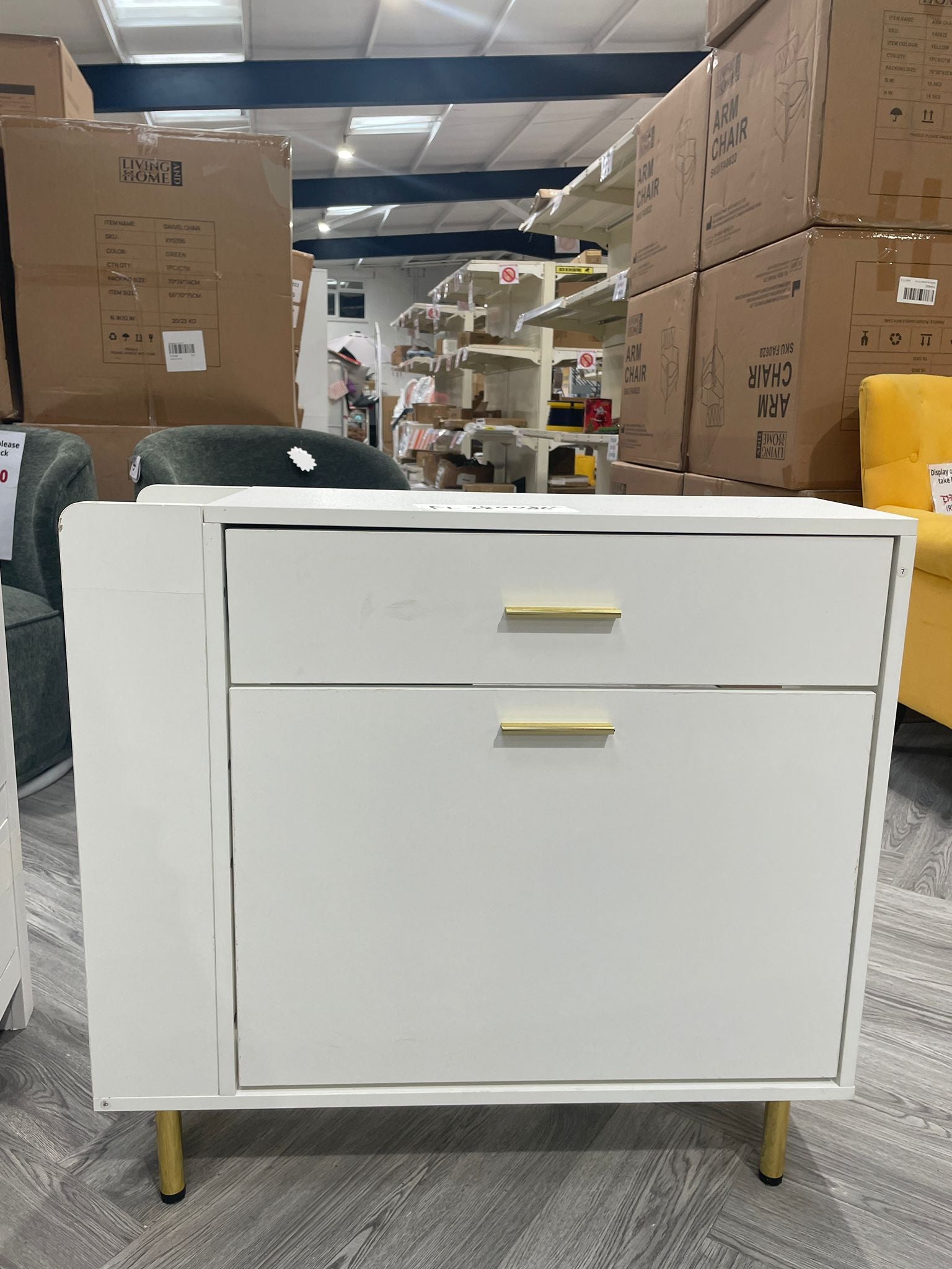 Shoe Storage Cabinet with Metal Legs White