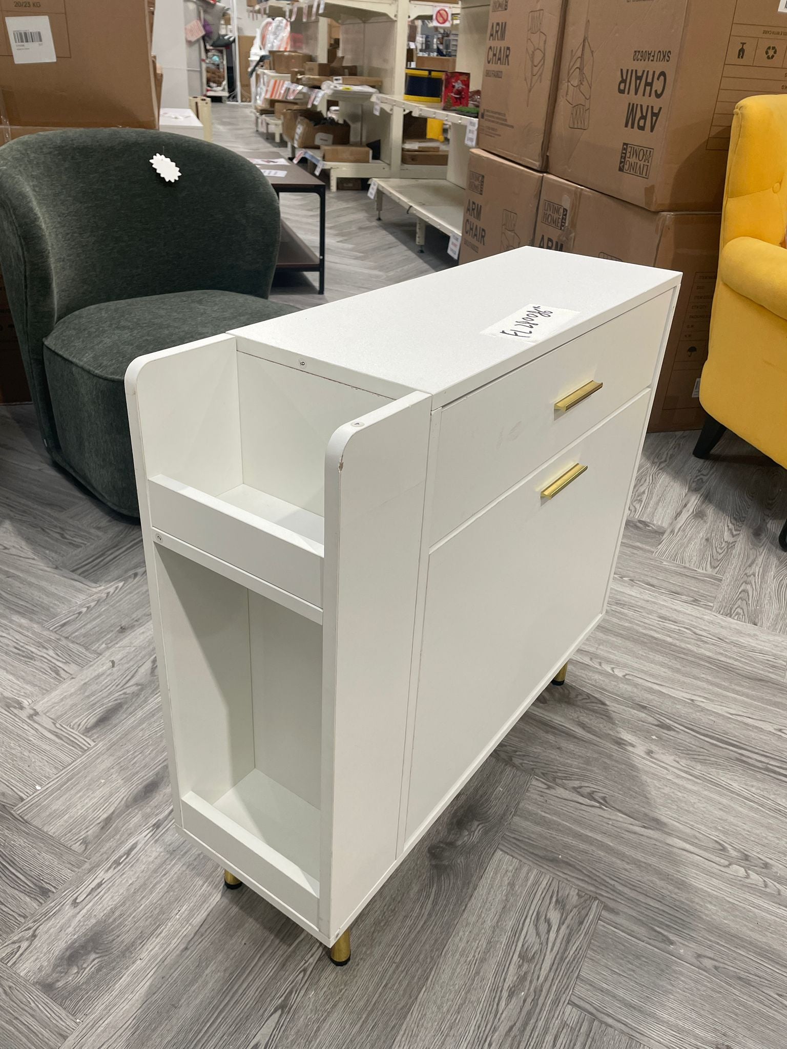 Shoe Storage Cabinet with Metal Legs White
