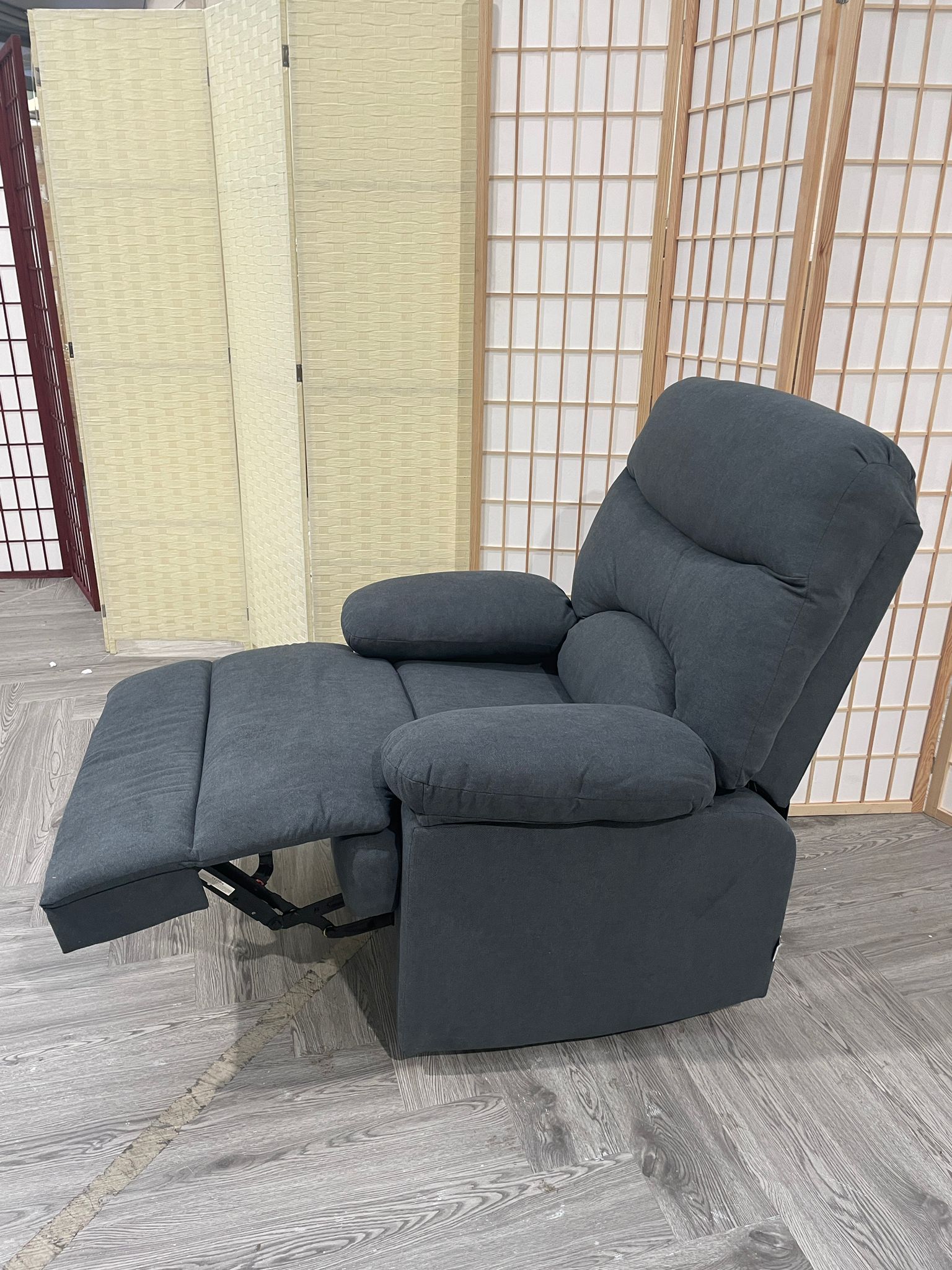 Manual Faux Leather Recliner Armchair Grey