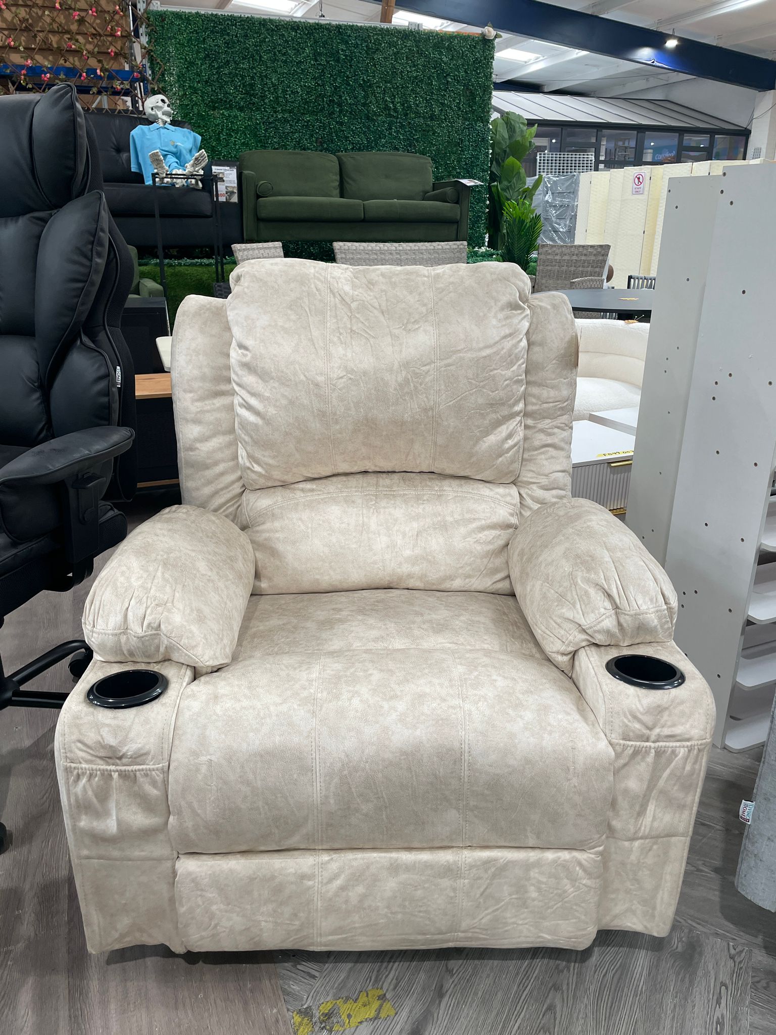 PU Leather Electric Recliner Chair with Heating and Massage Function Beige