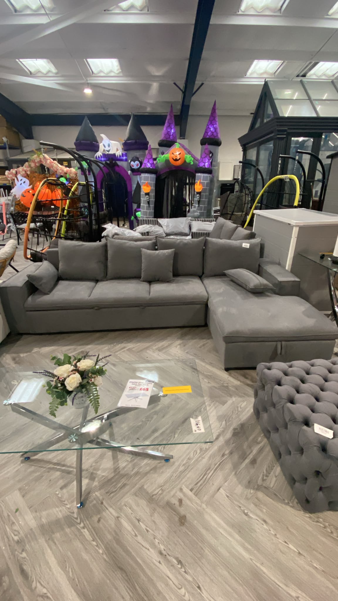 2 Seater Pull Out Tofu Sofa Bed Grey
