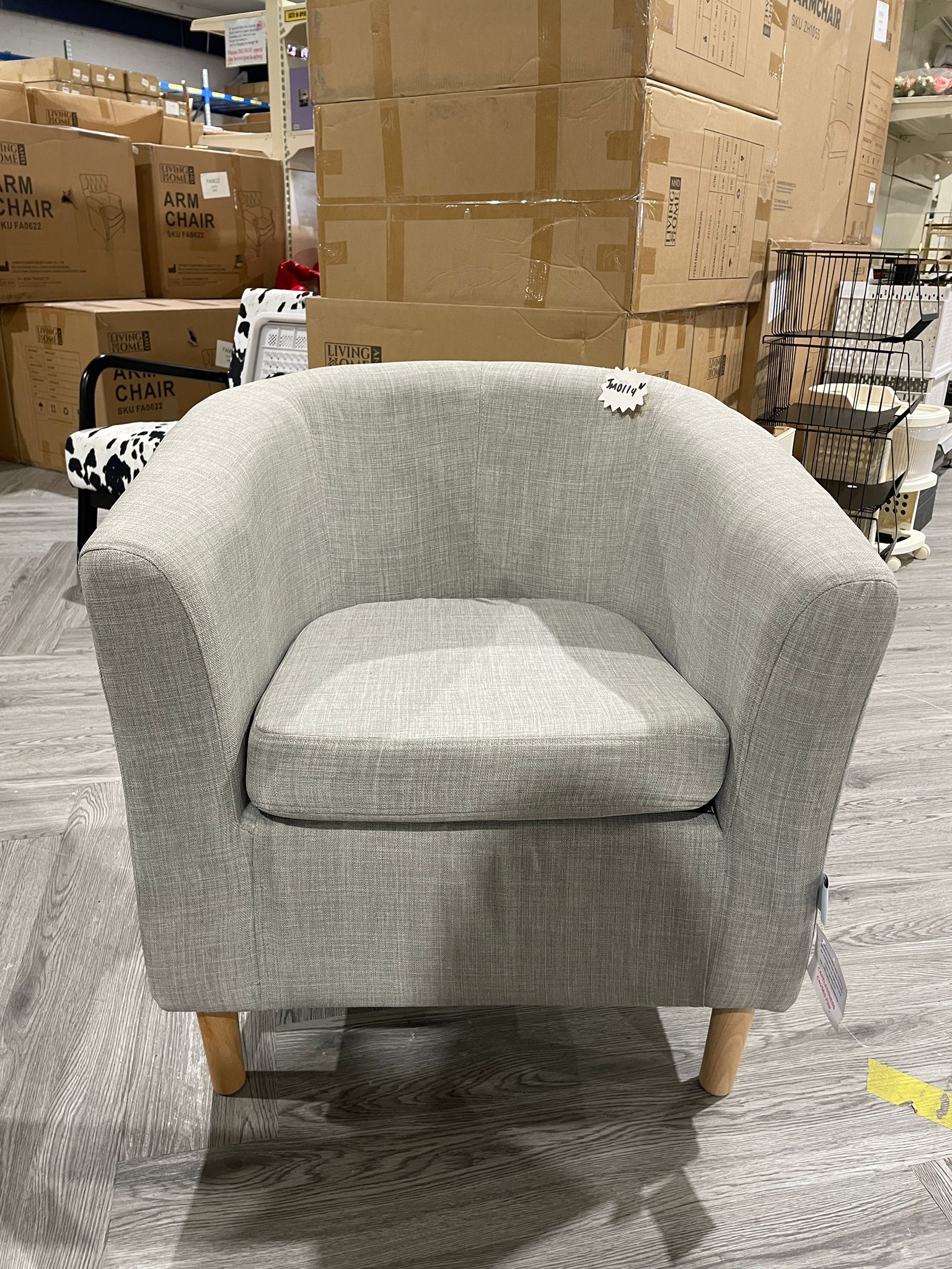 Grey Single Tub Linen Upholstered Armchair