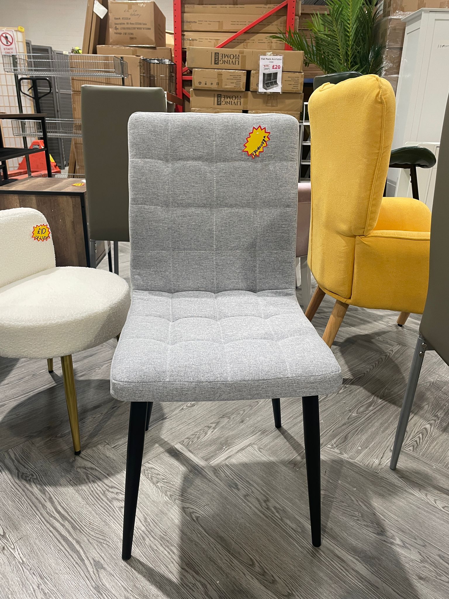 Linen Tufted Modern Armless Dining Chair with Metal Legs Grey 1PC