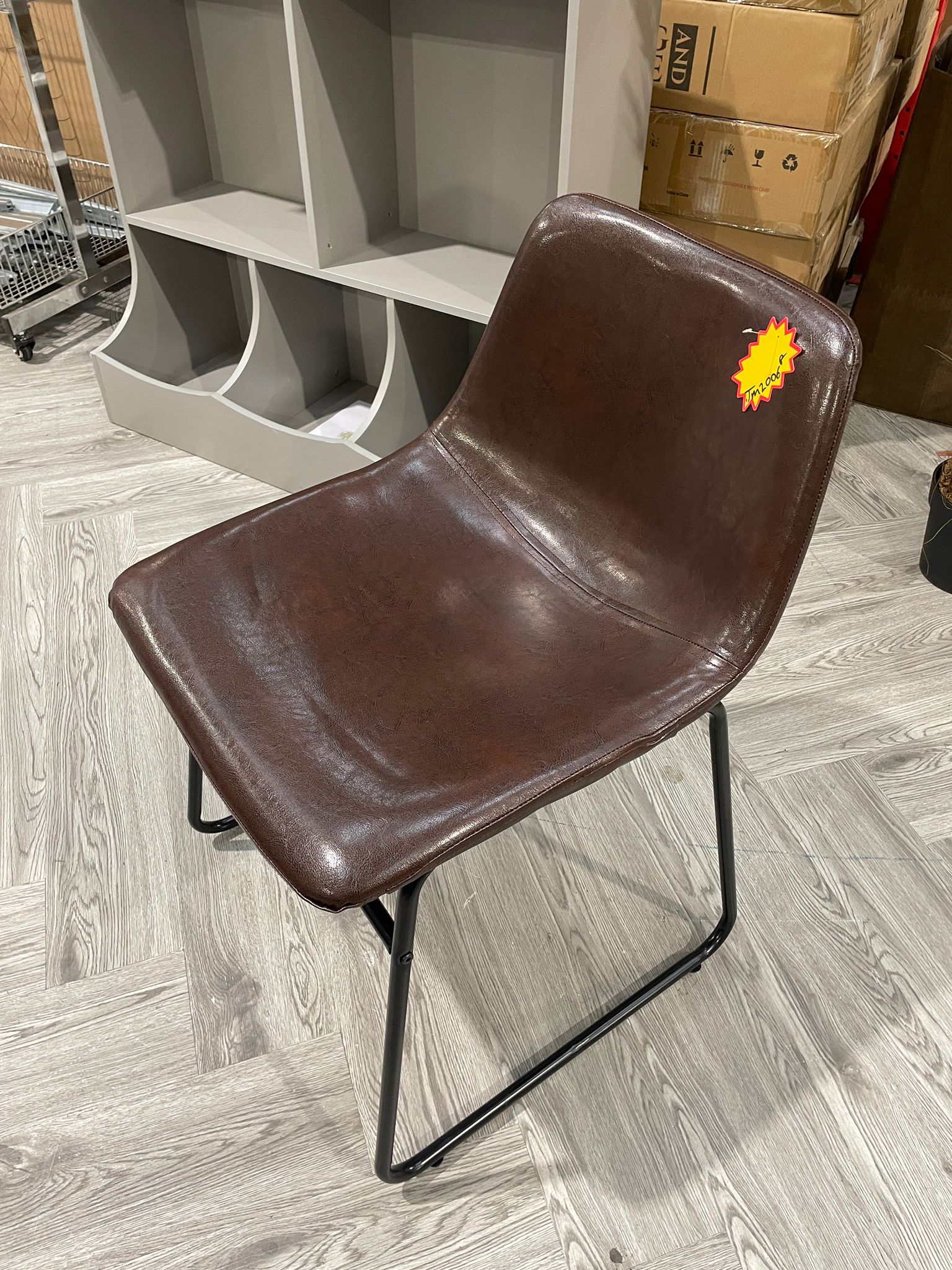 PU Leather Armless Low Back Dining Chair with Metal Legs Brown 1PC