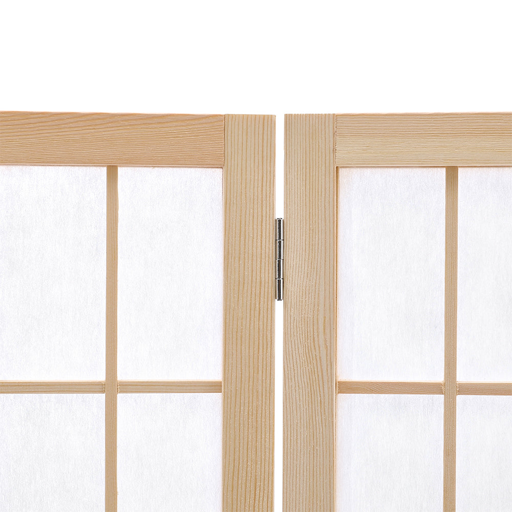 4-Panel Solid Wood Folding Room Divider Screen Natural