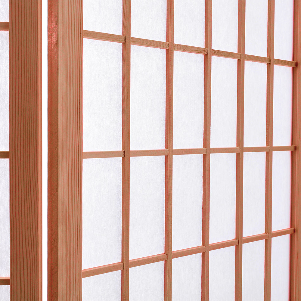 4-Panel Solid Wood Folding Room Divider Screen Coffee