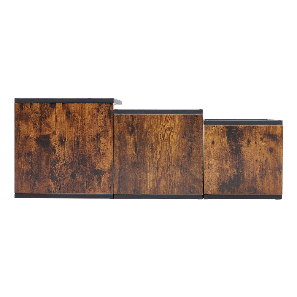 New Industrial Style Set of 3 Square Nesting Side Tables