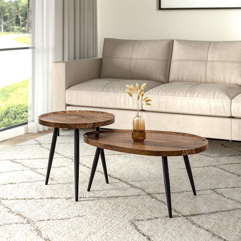 New Brown Wood Grain Nesting Coffee Tables