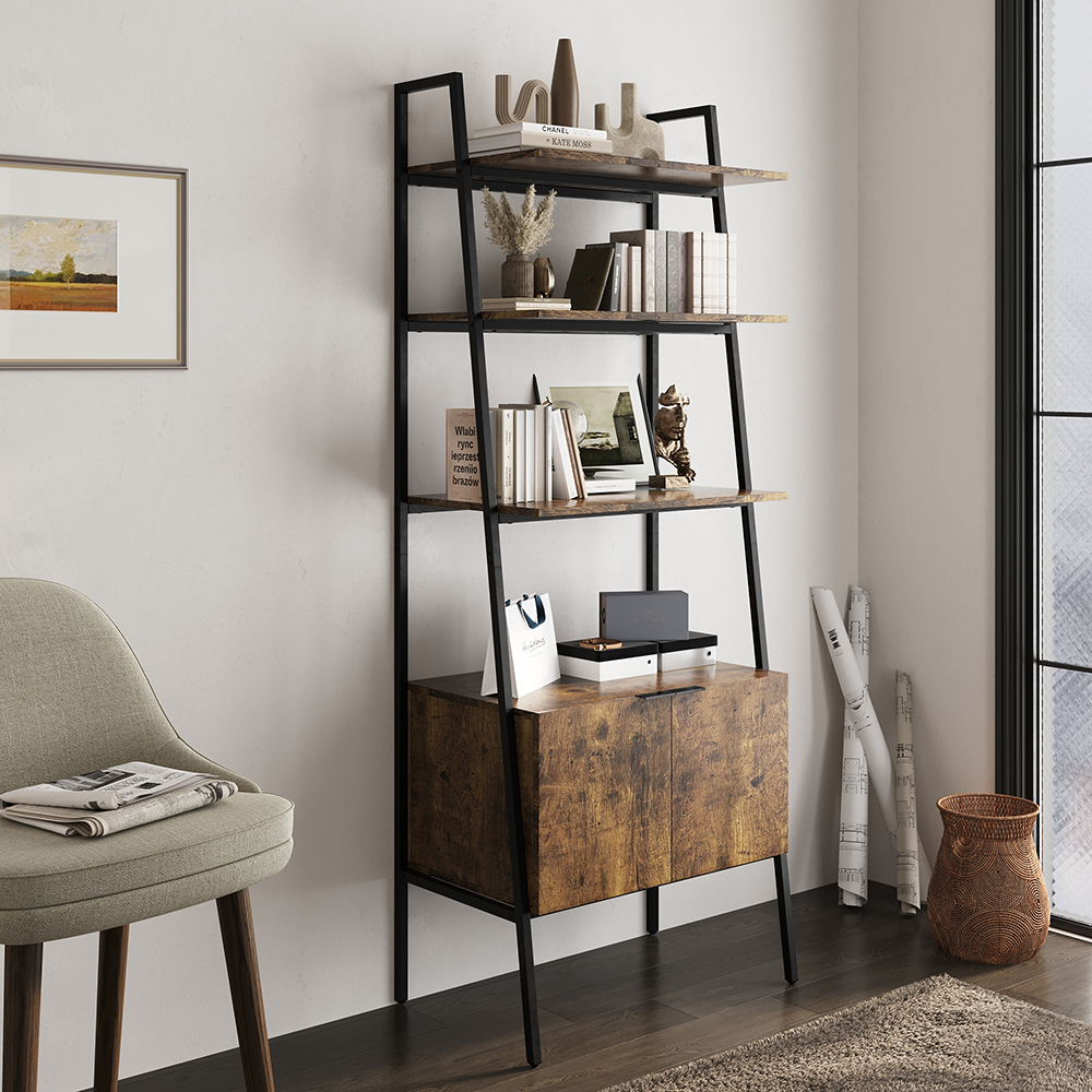 New Rustic Brown Industrial Style Wooden Bookshelf