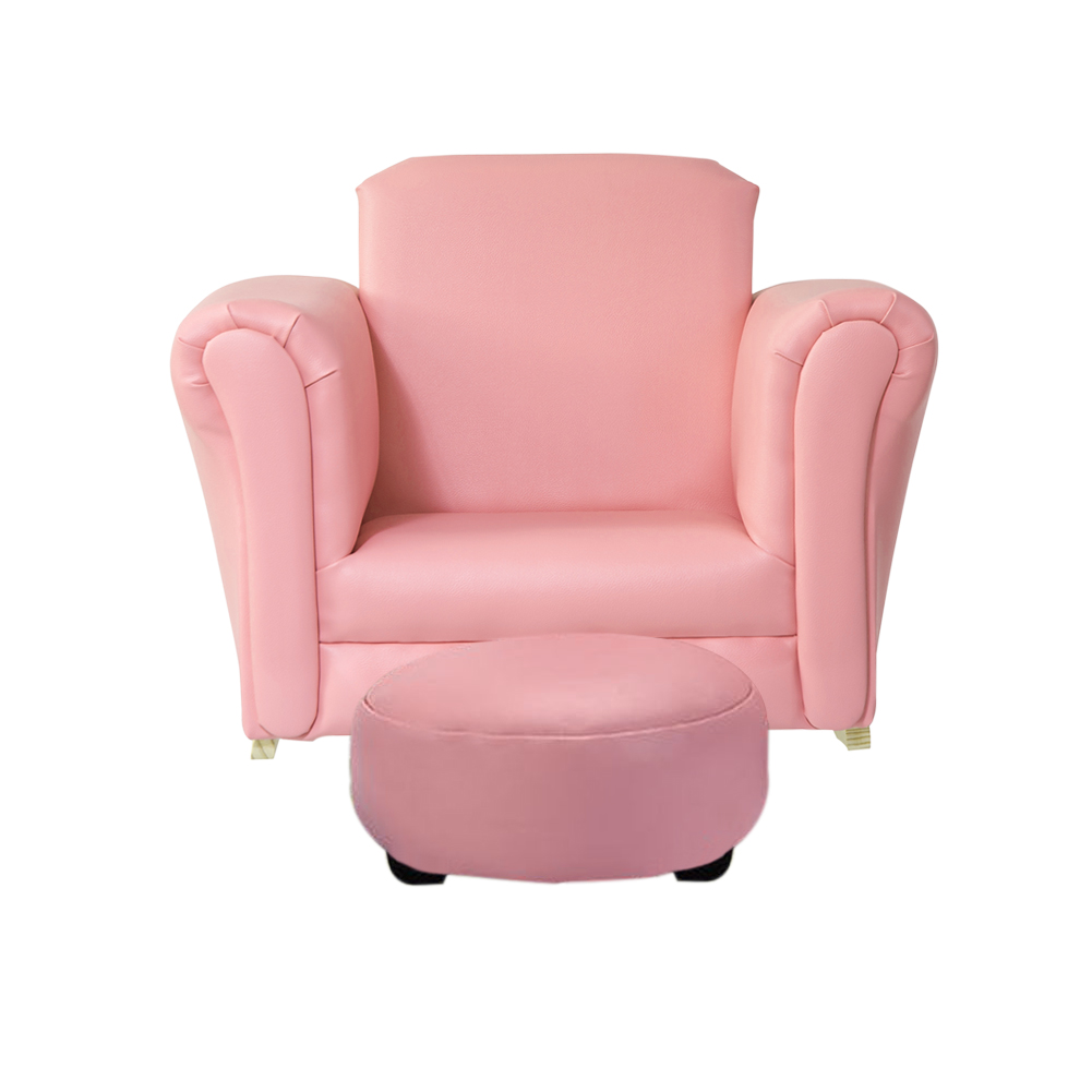 New Faux Leather Upholstered Rocking Single Sofa Armchair with Footstool Pink