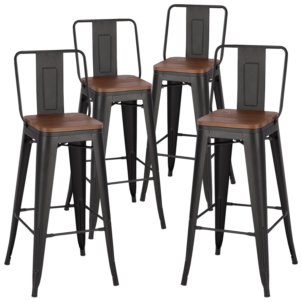 4 PCS Metal Frame Industrial Style High Chair Bar Stool