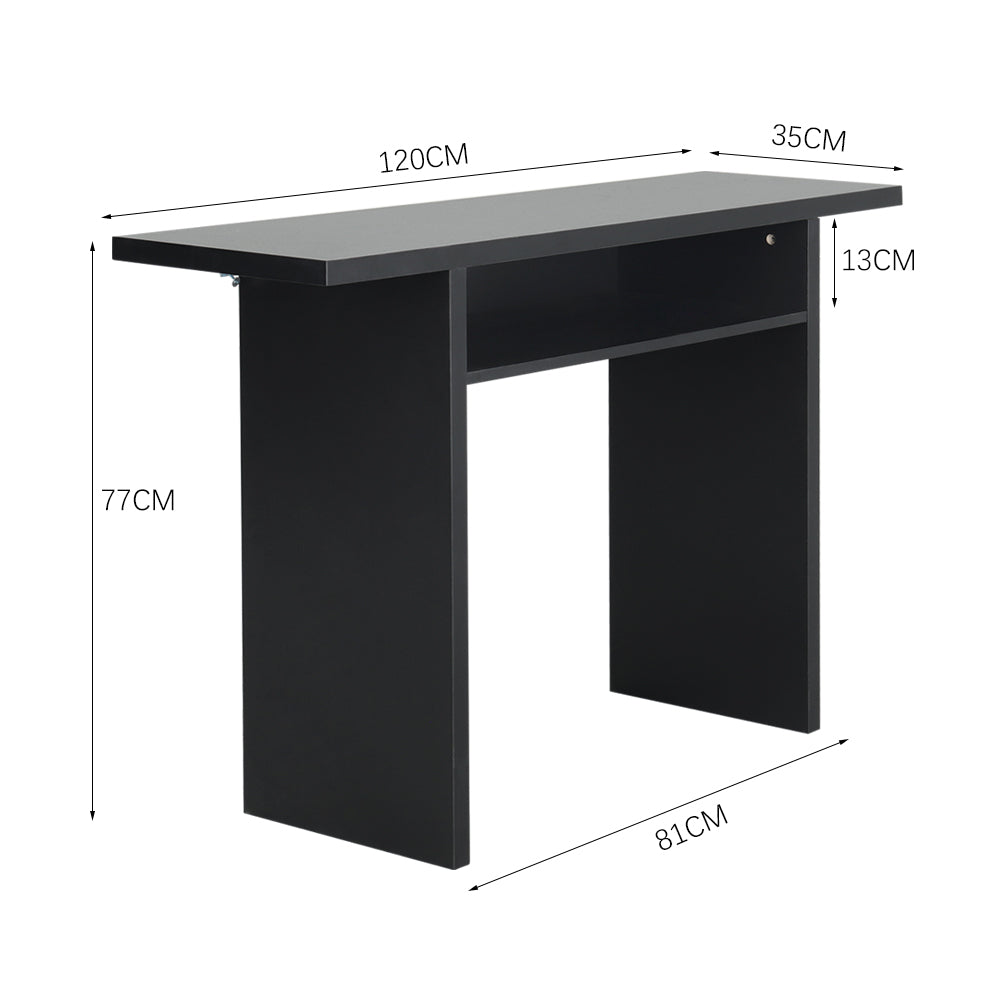 New Narrow Rectangular Console Table with Storage Shelf Black
