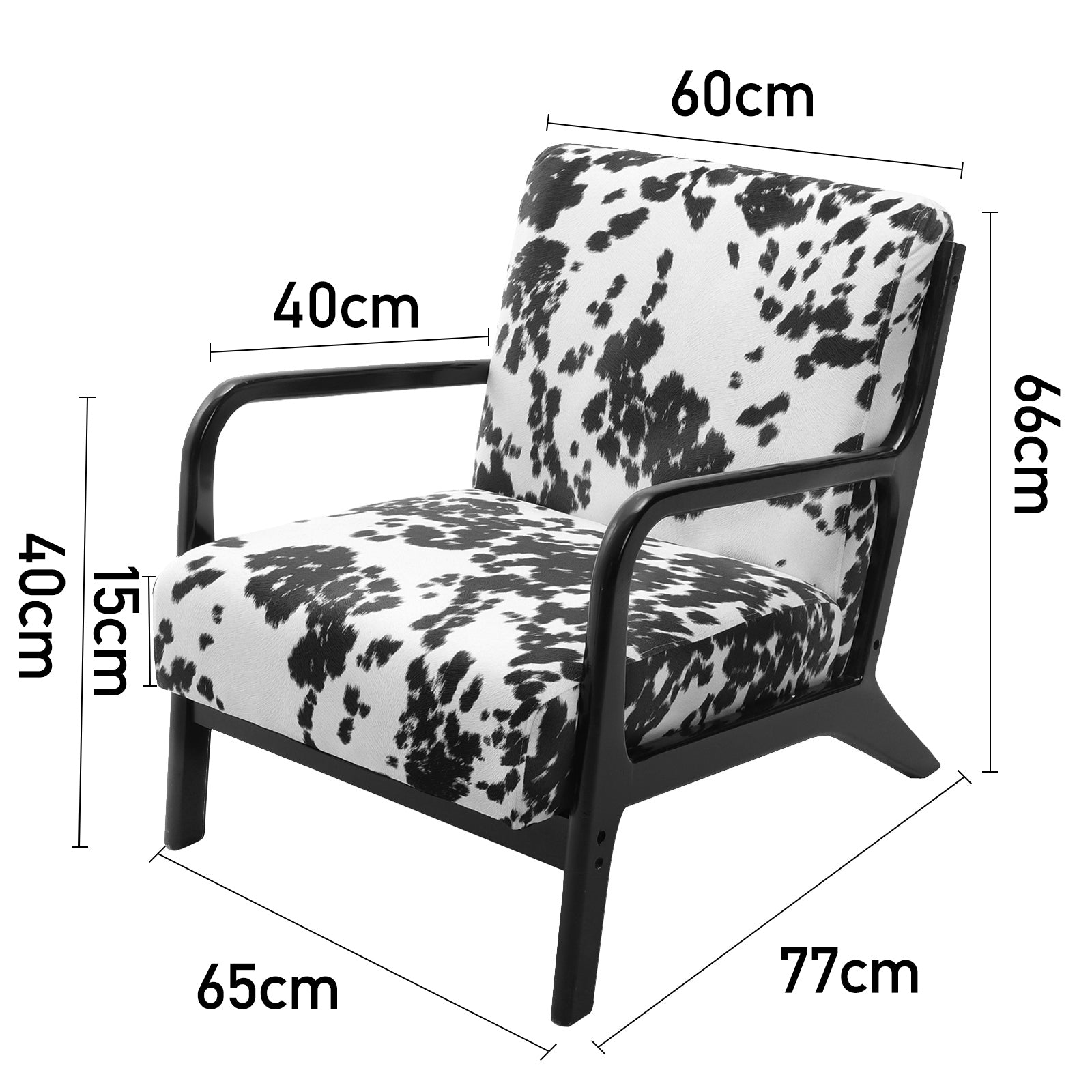 New Cow Print Velvet Upholstered Armchair