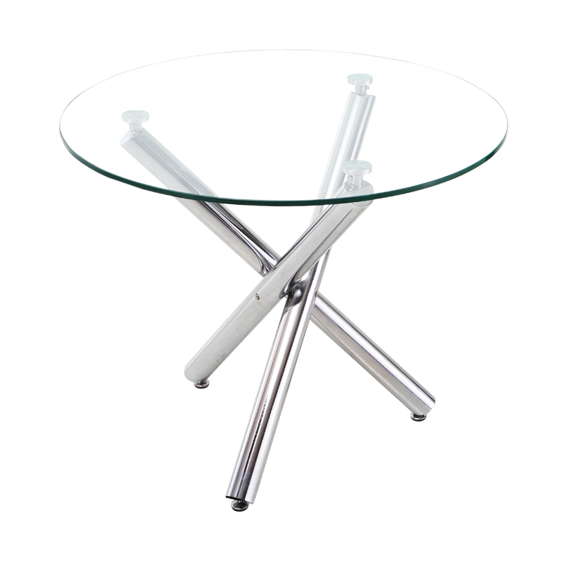 New Tempered Glass Crossover Round Dining Table