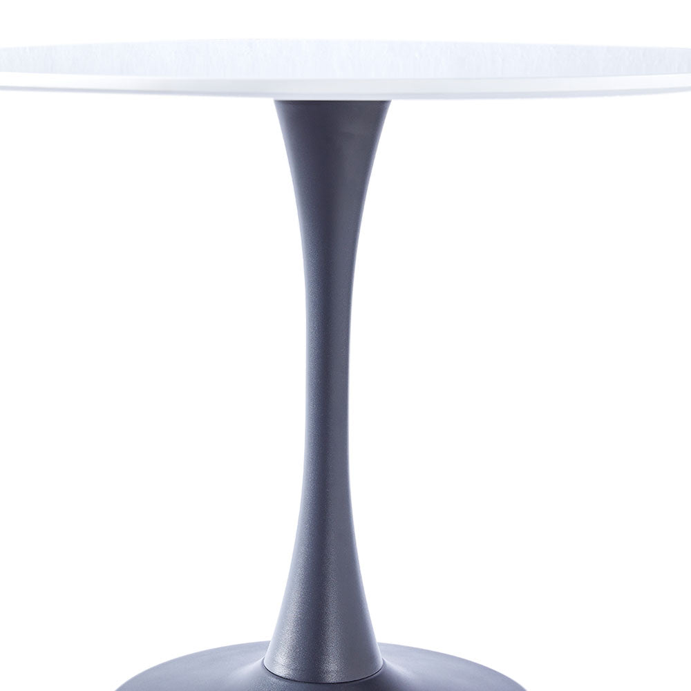 New Modern White Round Wooden Table with Metallic Black Base