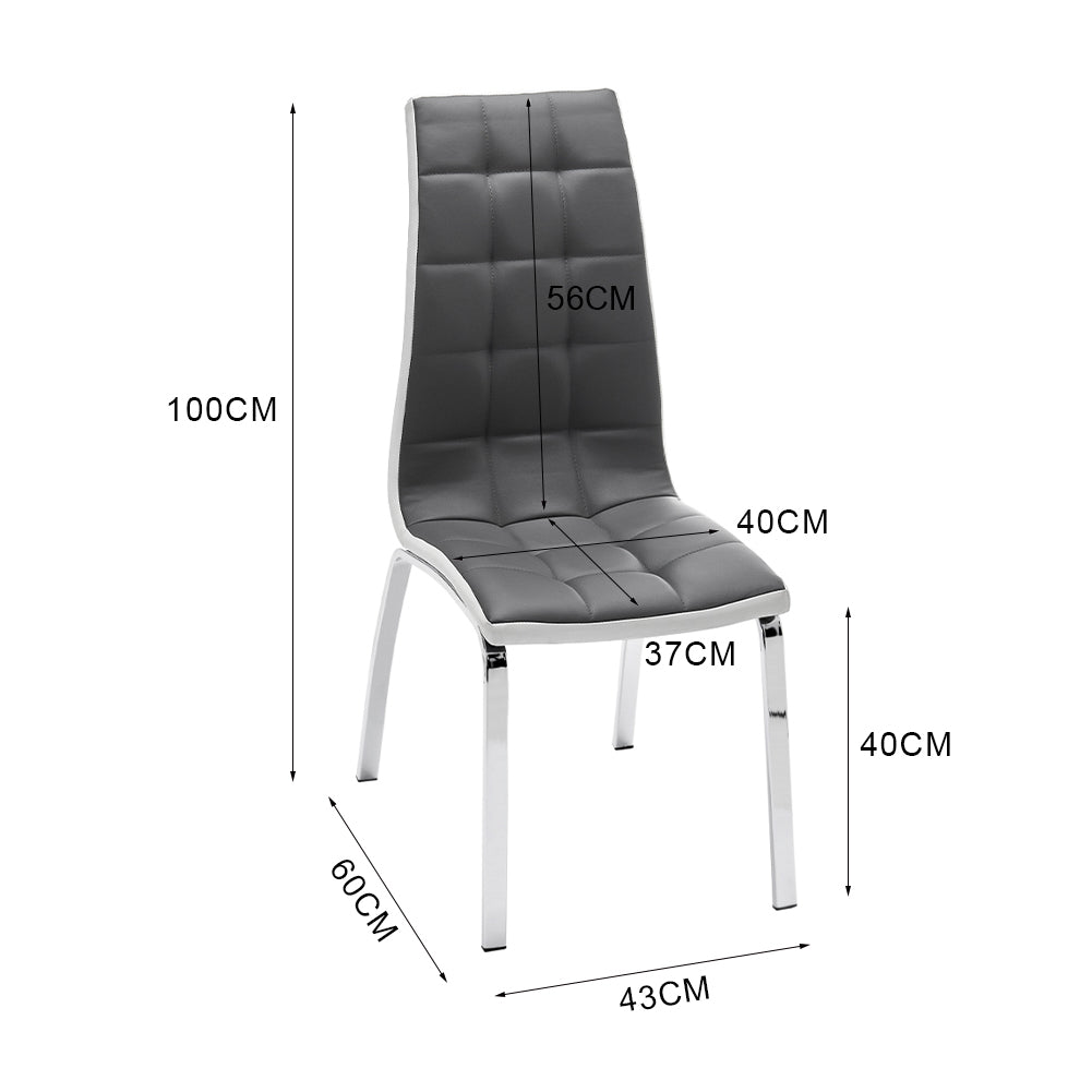 New Grey Faux Leather Dining Chair with Metal Legs 1PC