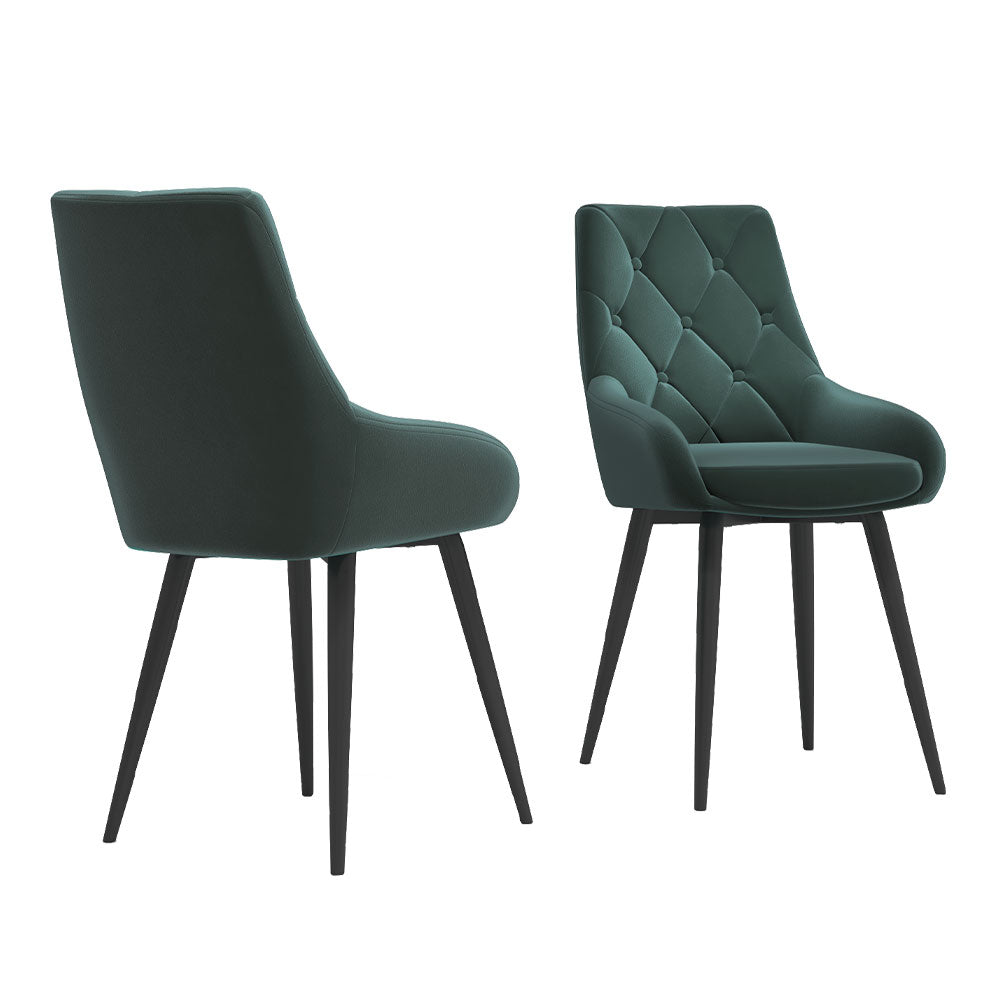 New Velvet Metal Legs Button Upholstered Dining Chair 1PC