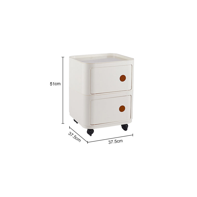 New Square 2 Tier Plastic Storage Drawer Unit with Wheels Cream White