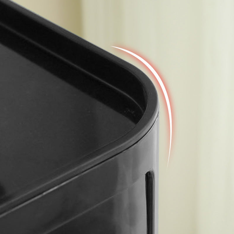 New Square 2 Tier Plastic Storage Drawer Unit with Wheels Black