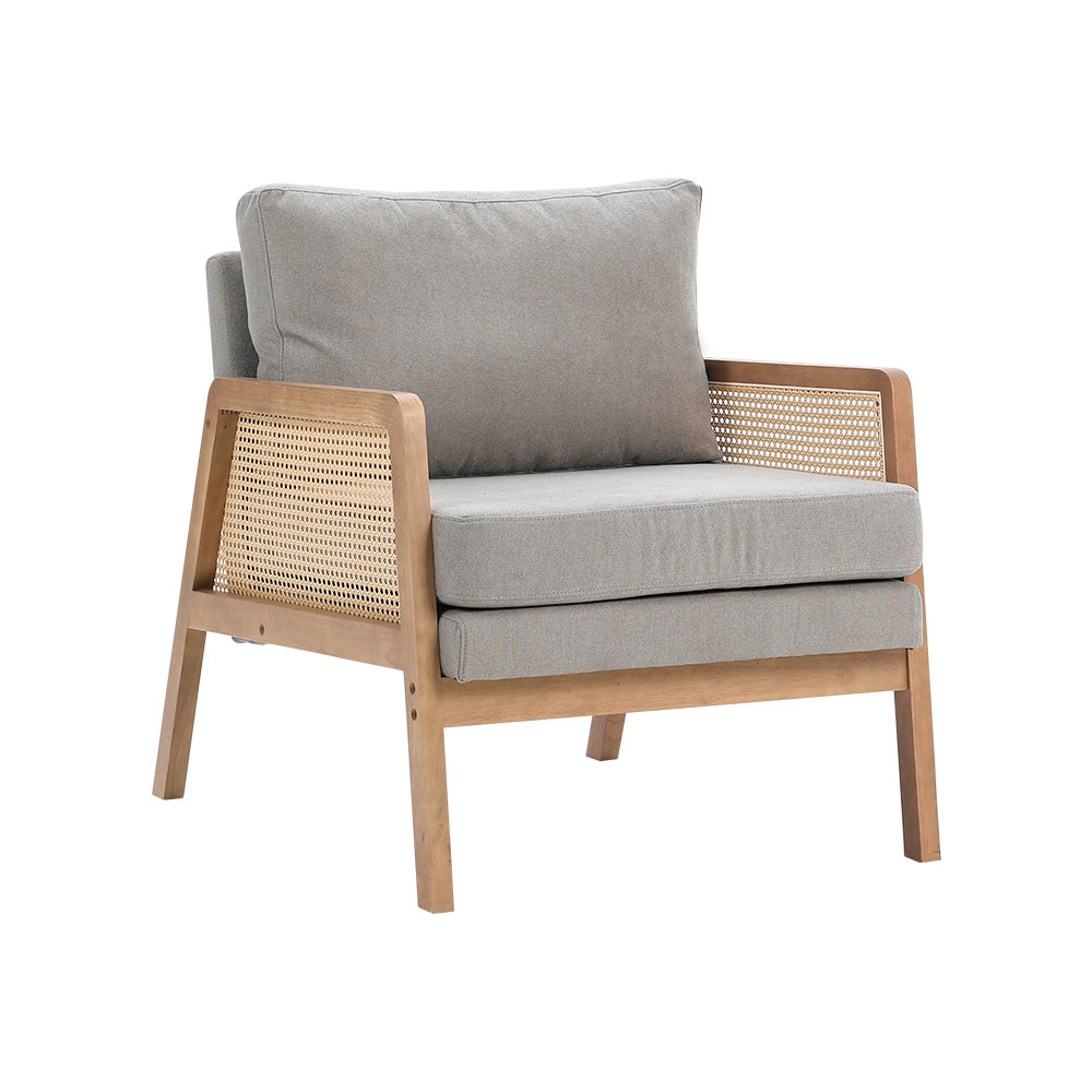 New Grey Cushioned Wooden Armchair