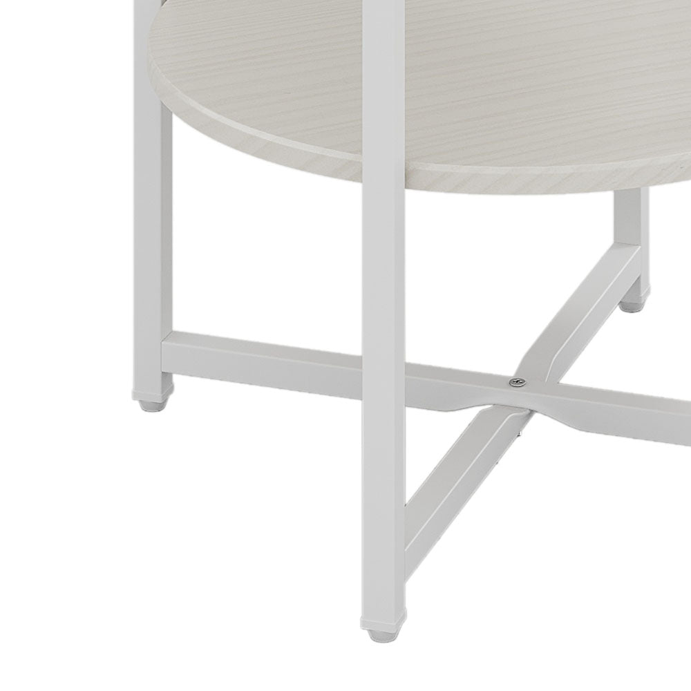 New Small Round Coffee Table with 2 Tier White