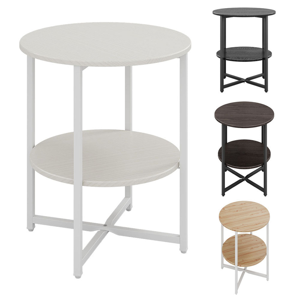 New Small Round Coffee Table with 2 Tier White