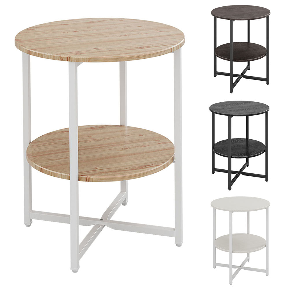 New Small Round Coffee Table with 2 Tier Natural