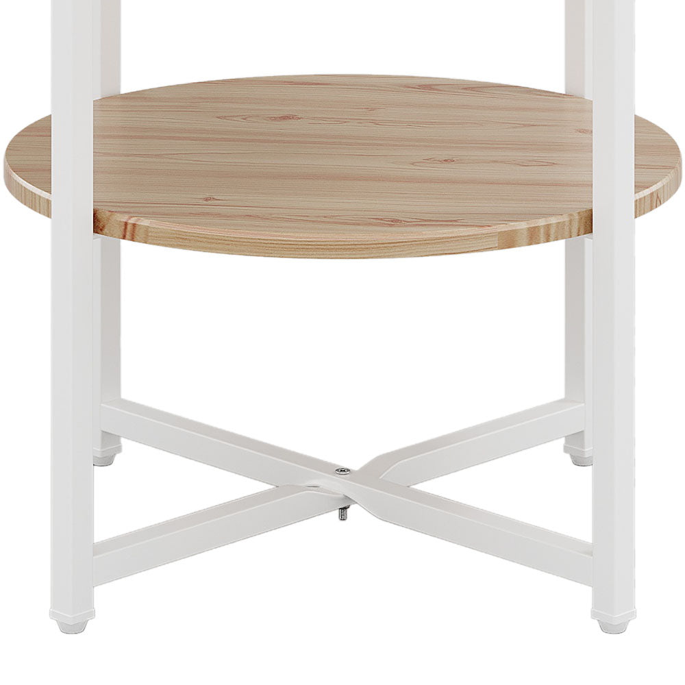 New Small Round Coffee Table with 2 Tier Natural