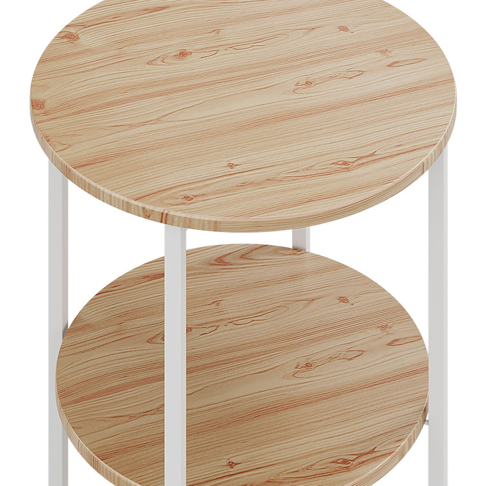 New Small Round Coffee Table with 2 Tier Natural