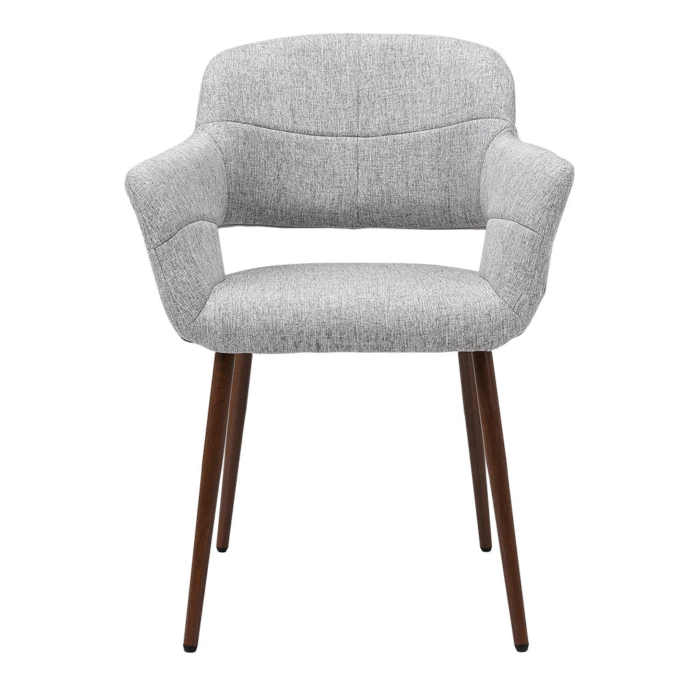 New Set of 2 Linen Dining Chairs with Metal Legs