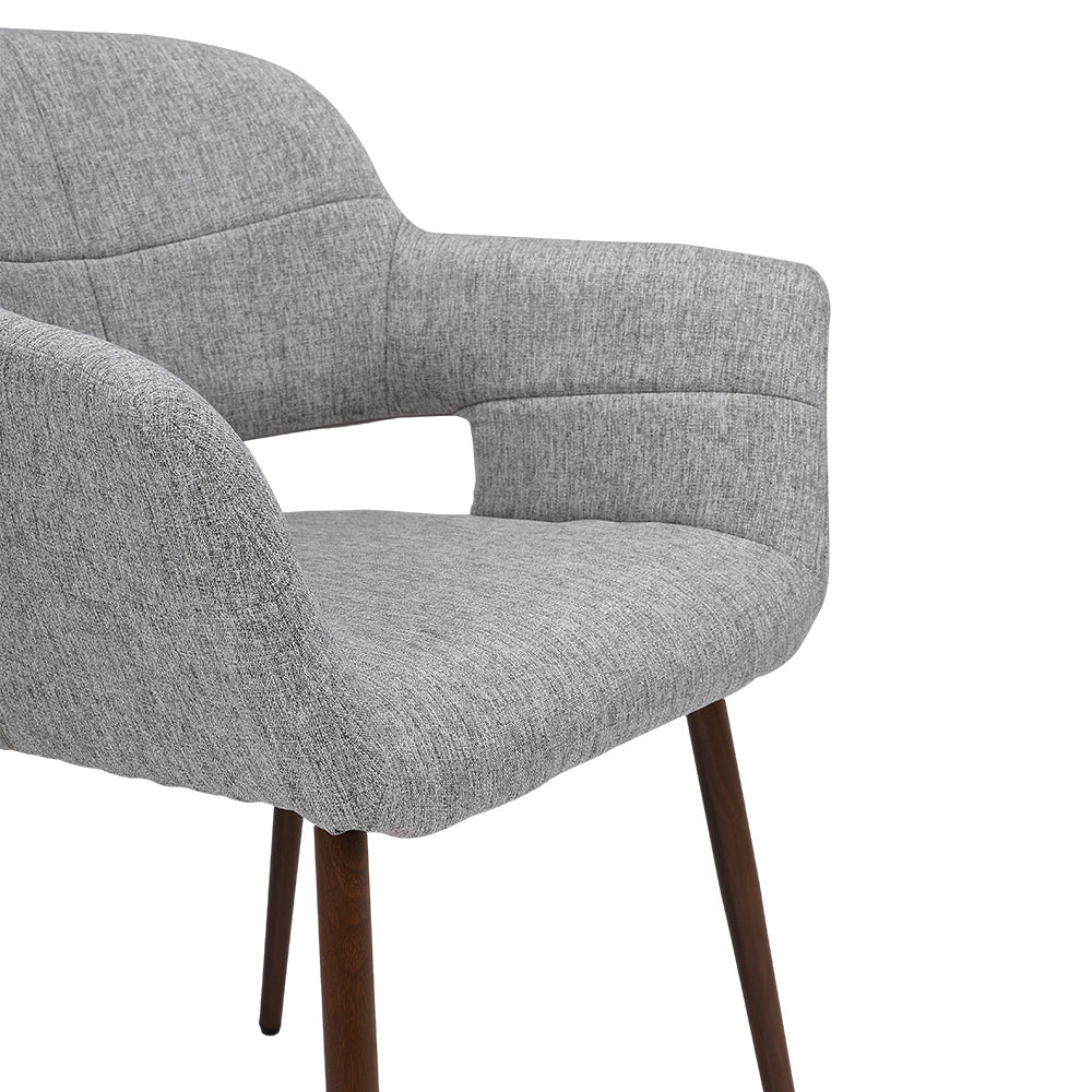 New Set of 2 Linen Dining Chairs with Metal Legs