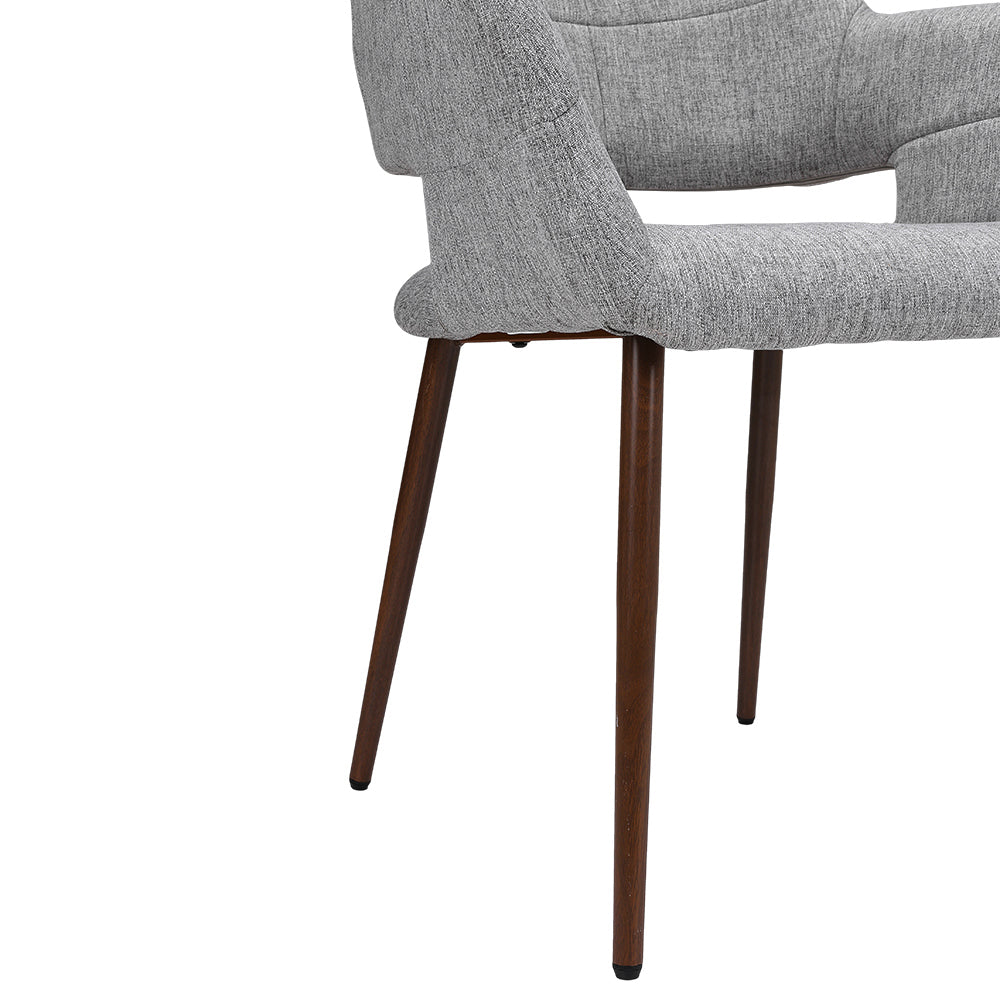 New Set of 2 Linen Dining Chairs with Metal Legs