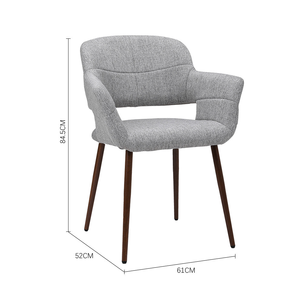 New Set of 2 Linen Dining Chairs with Metal Legs