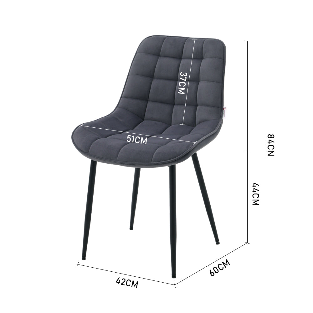New Grey Velvet Upholstered Dining Chair with Metal Legs 1PC