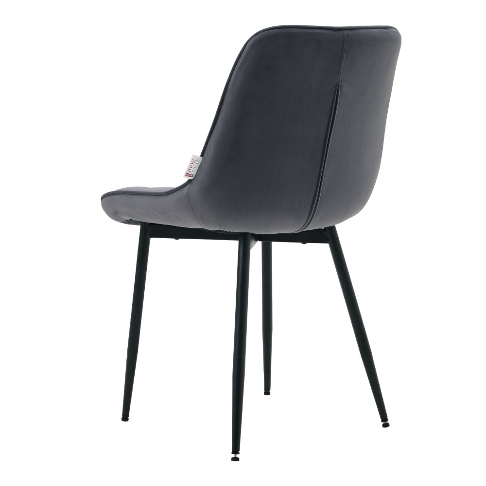 New Grey Velvet Upholstered Dining Chair with Metal Legs 1PC