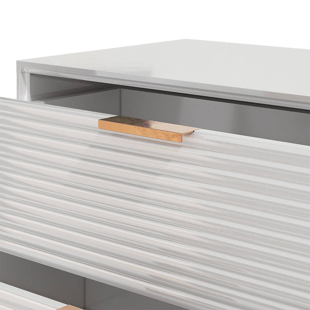 New White Wavy Grain Striped Chest of Drawers Storage Cabinet